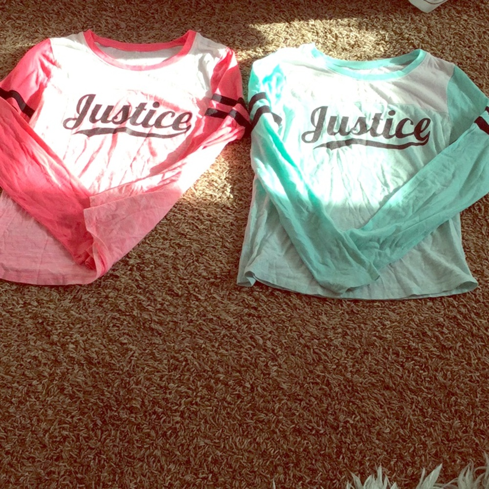 Two justice long sleeve shirts.